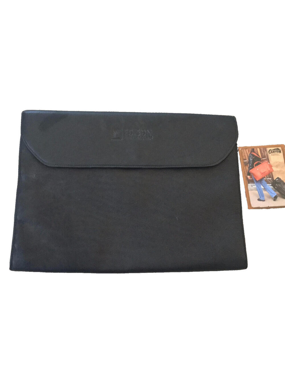 NWT Canyon Outback Black Cowhide Leather Meeting Organizer Large 16 x 11 x 2.5